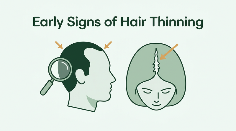 Early signs of hair thinning in men and women