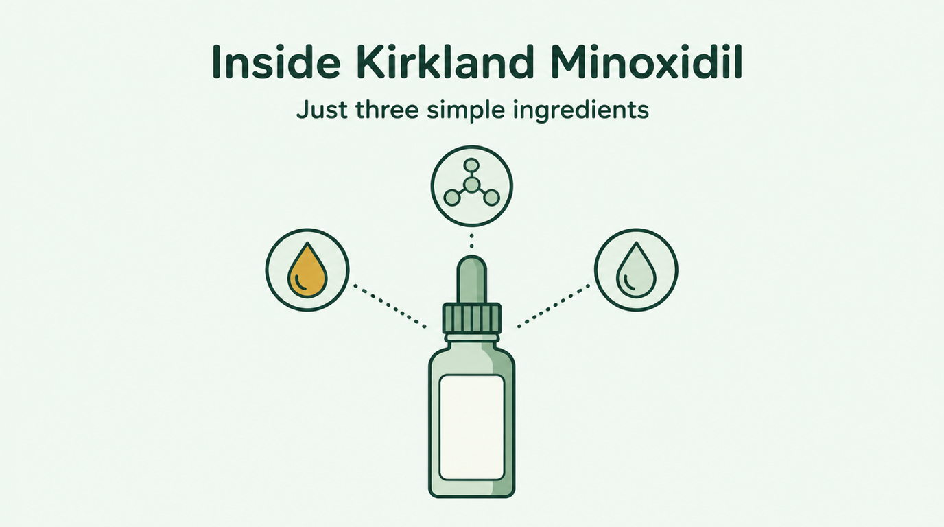 O que contém realmente o minoxidil Kirkland