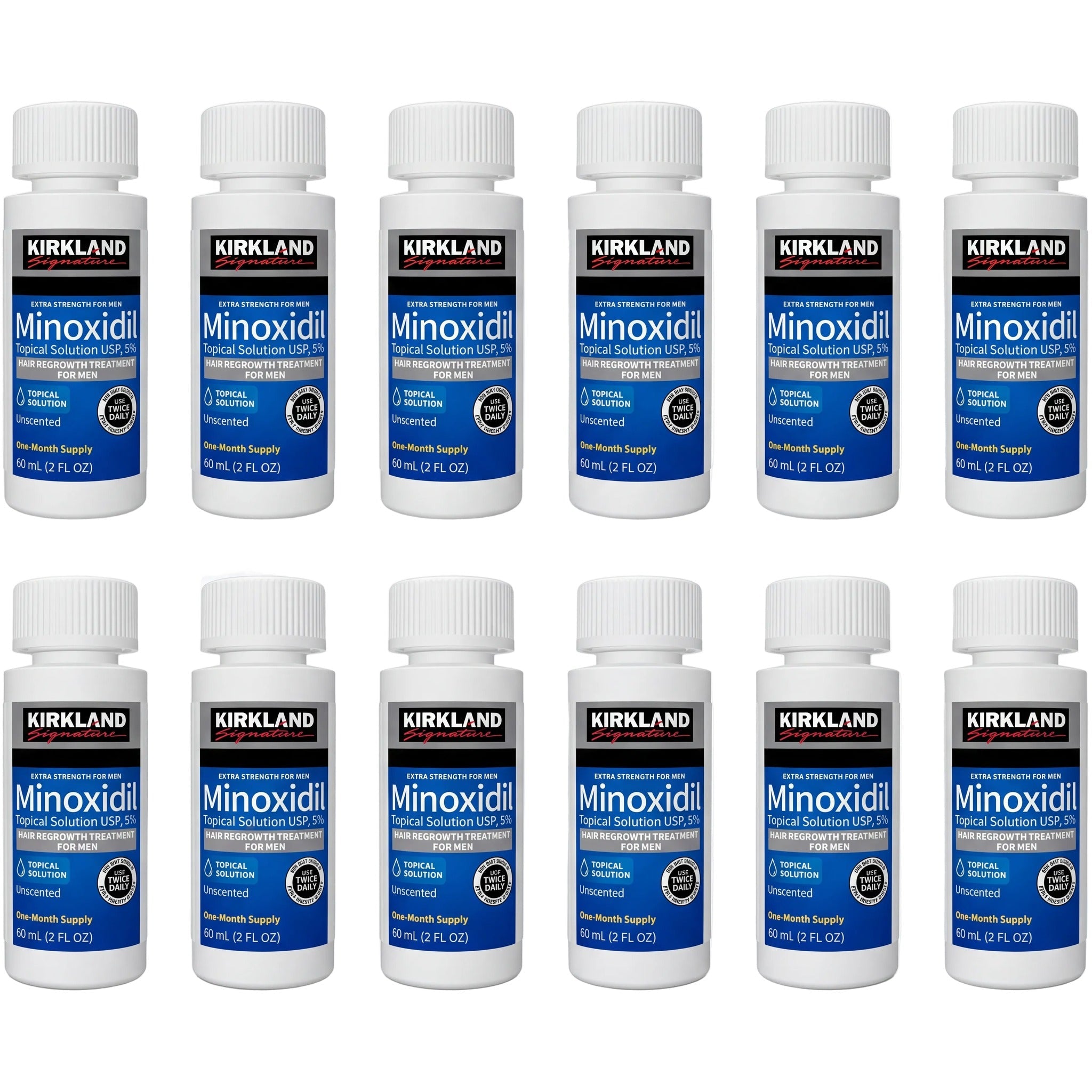 Kirkland Signature Minoxidil 5% lotion for men - 12 month supply, 12 x 60 ml bottles