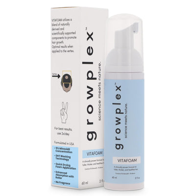 Growplex VitaFoam Espuma de Minoxidil 5% para Mulheres e Homens - Fornecimento para 12 Meses