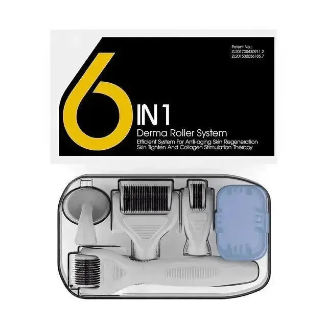 Dermaroller Kit 6 in 1 Black/Pink - 0.5 mm to 1.5 mm