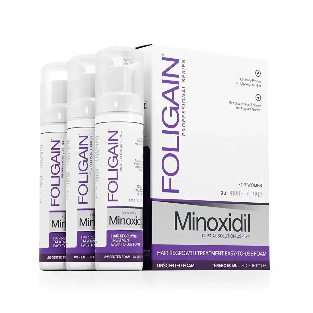 Foligain Foam 2% for Women (3-Month Supply)