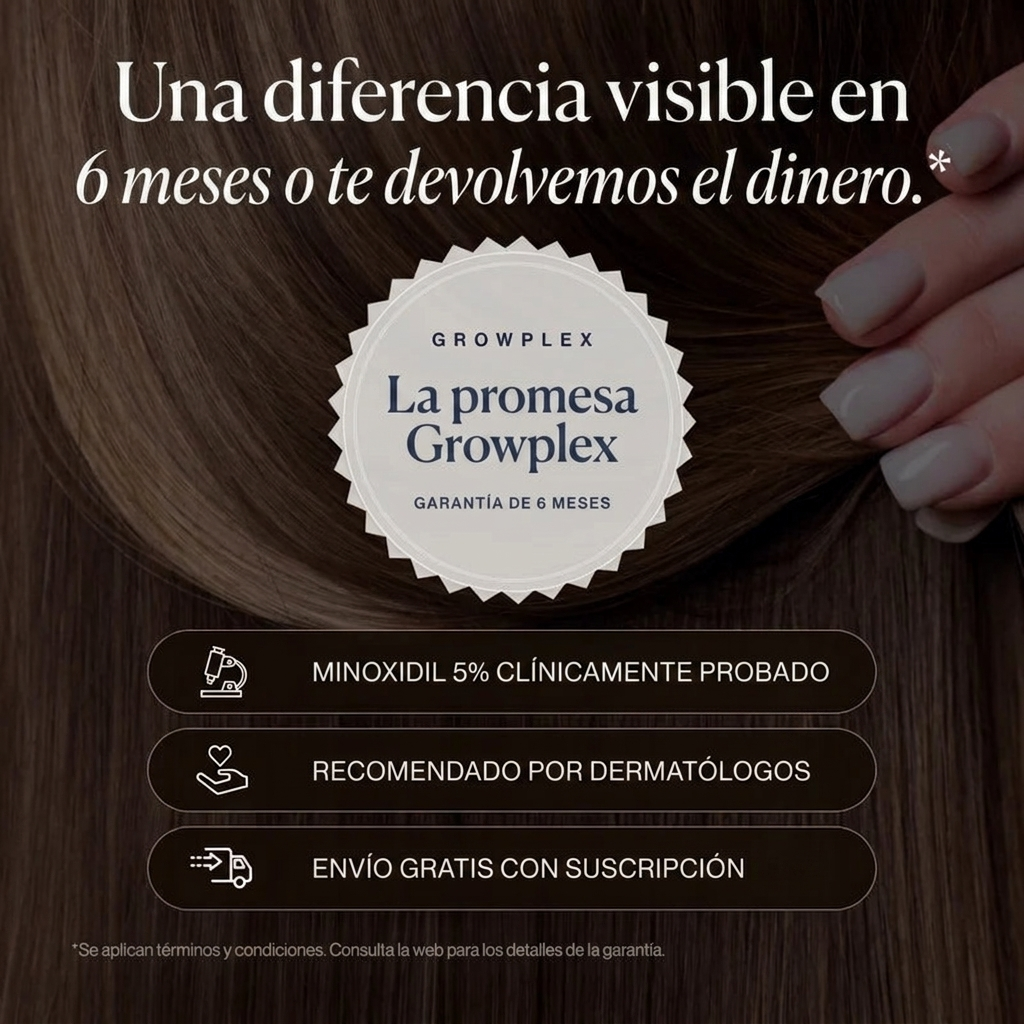 Growplex VitaFoam Minoxidil Espuma 5% - diferencia visible en 6 meses