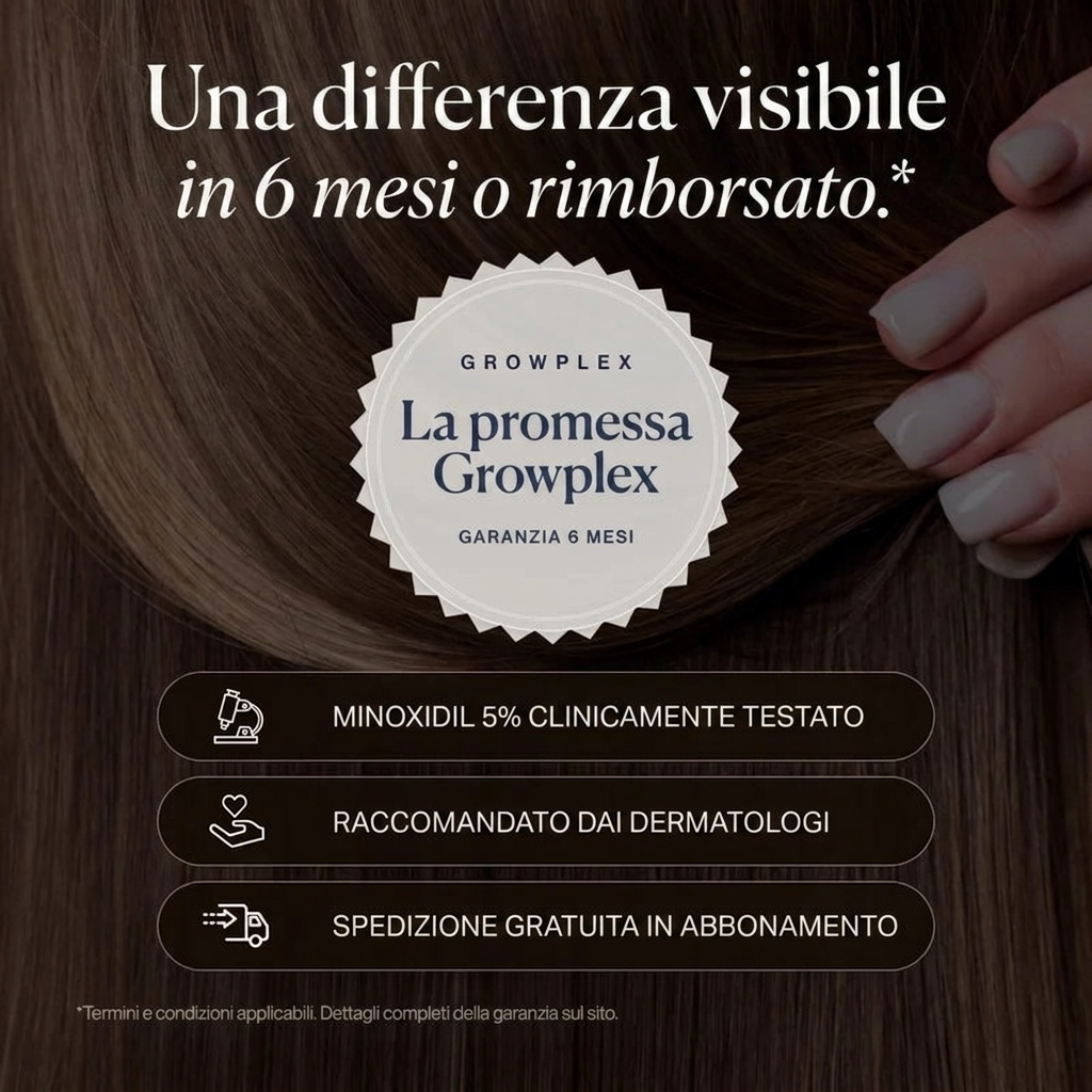 Growplex VitaFoam Minoxidil Schiuma 5% - differenza visibile in 6 mesi