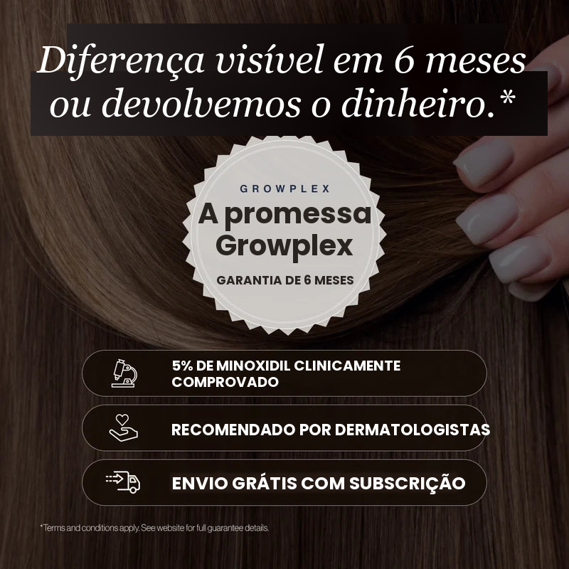 Espuma Growplex VitaFoam Minoxidil 5% - diferença visível em 6 meses