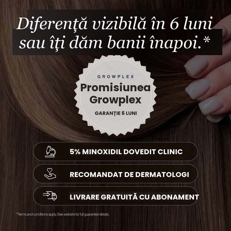 Growplex VitaFoam Spumă Minoxidil 5% - diferență vizibilă în 6 luni