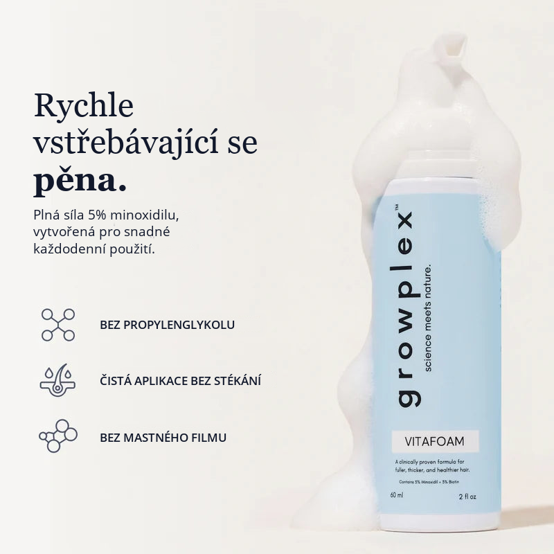Growplex VitaFoam – rychle se vstřebávající pěna s 5% minoxidilu