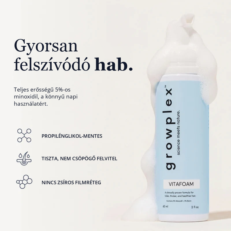 Growplex VitaFoam – gyorsan felszívódó 5%-os minoxidil hab