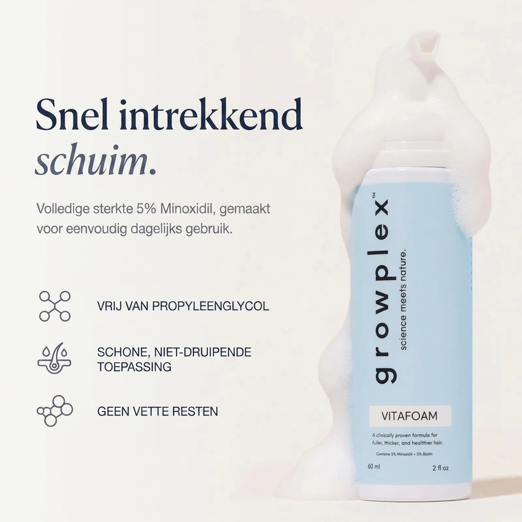 Growplex VitaFoam - snel intrekkend 5% minoxidil schuim