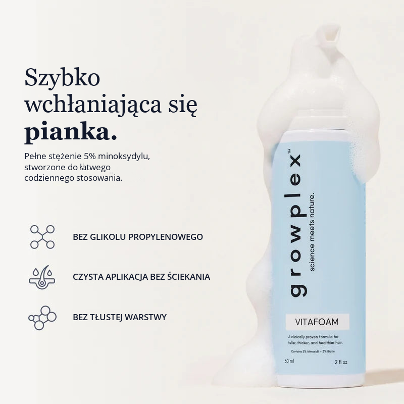 Growplex VitaFoam – szybko wchłaniająca się pianka z 5% minoksydylu