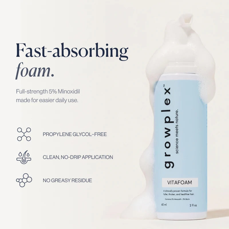 Growplex VitaFoam - fast-absorbing 5% minoxidil foam
