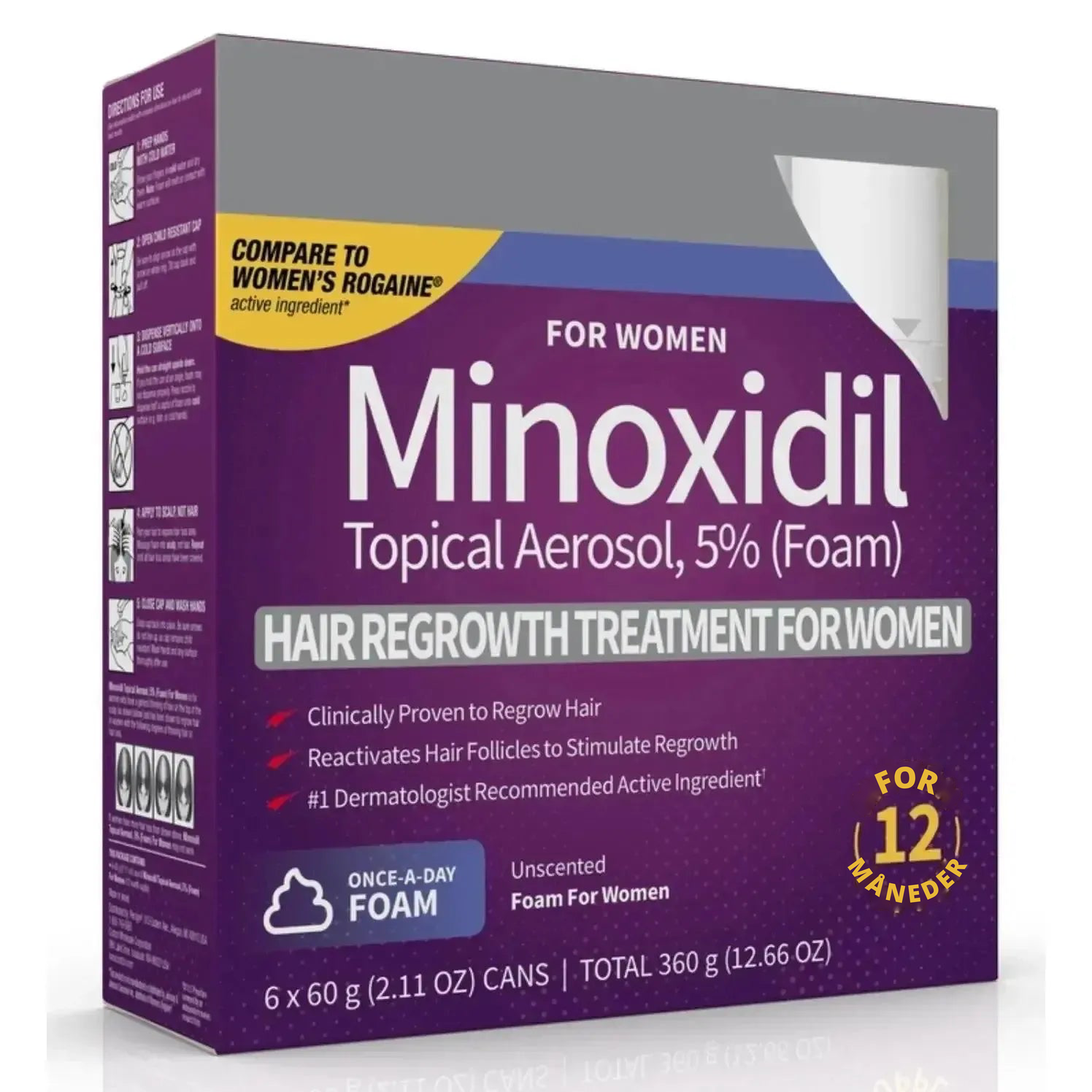 Kirkland Minoxidil Skum 5% for kvinner – 6 måneders forbruk