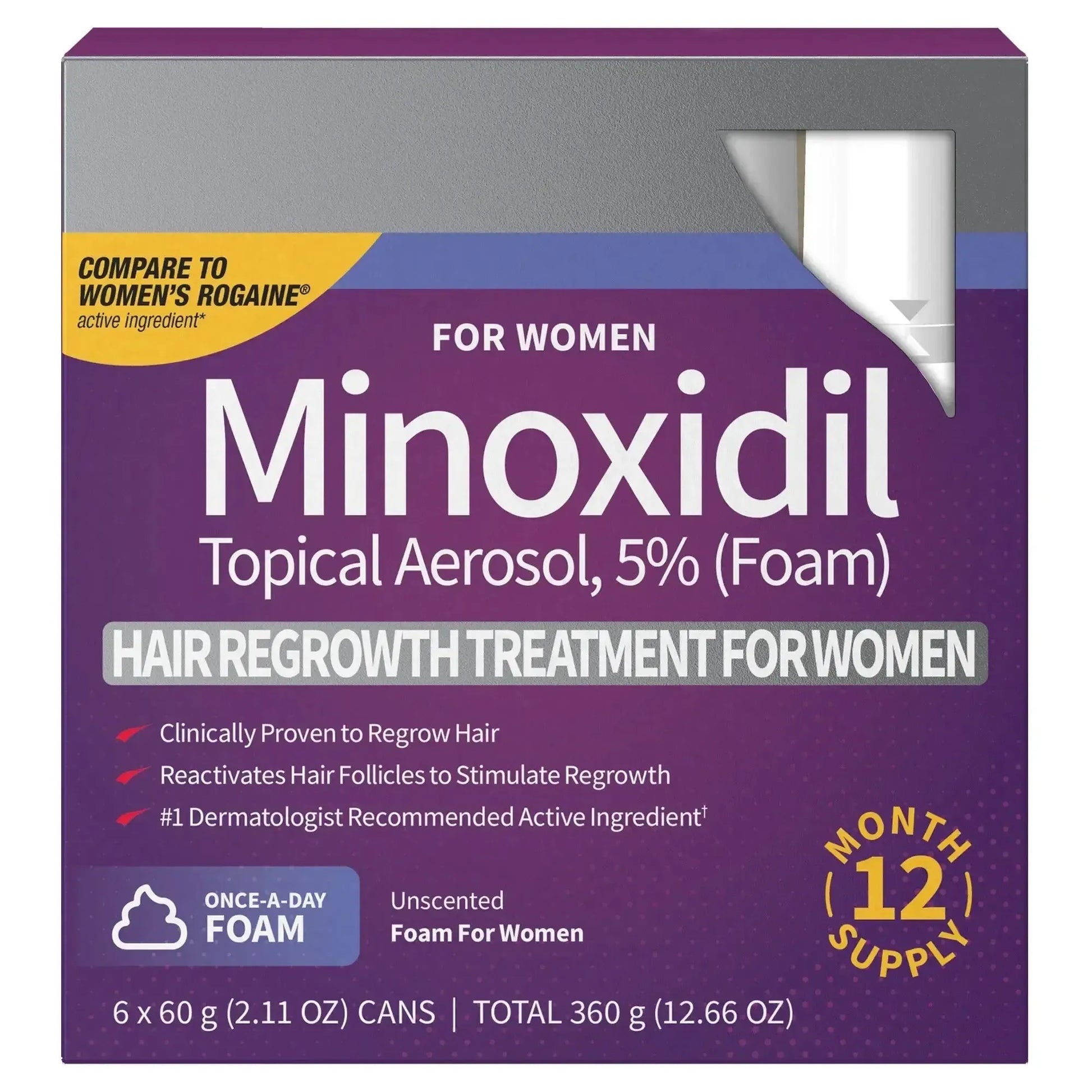 Schiuma di Minoxidil Kirkland 5% per Donna – Scorta per 12 Mesi