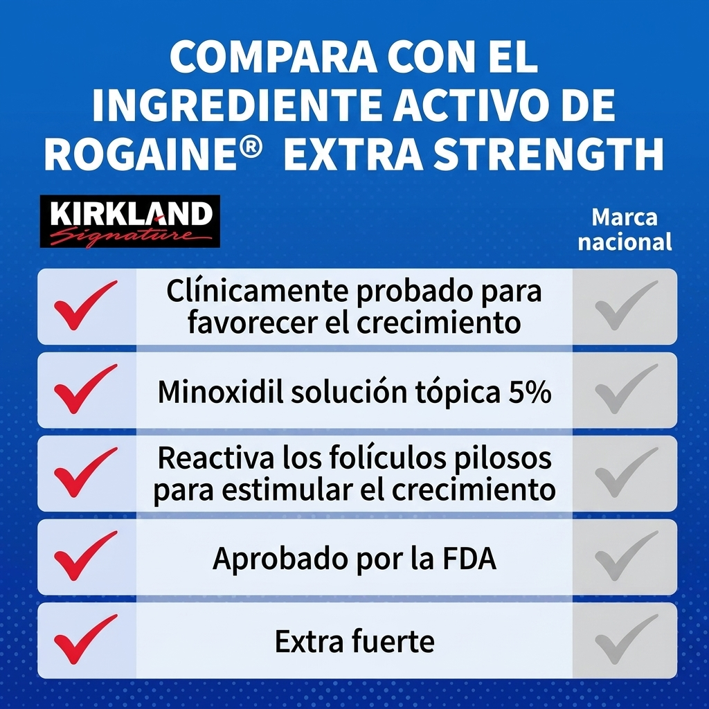 Kirkland Signature Loción de Minoxidil 5% para Hombres – Suministro para 1 Mes