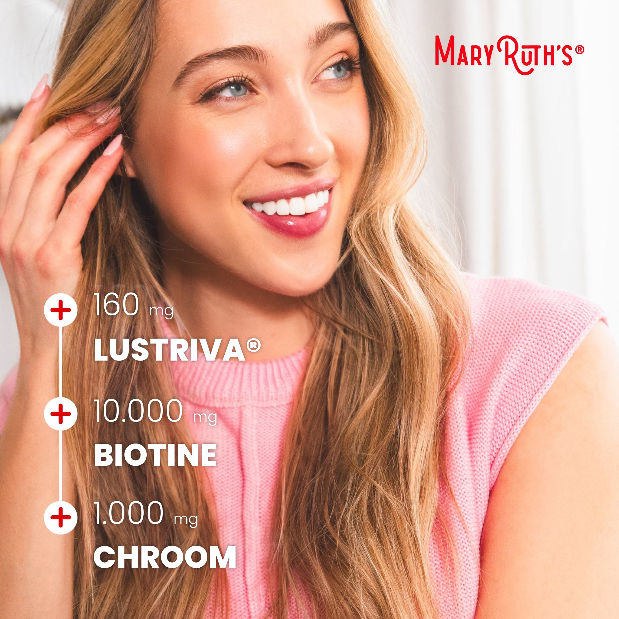 MaryRuth Organics paneel met Lustriva, biotine en chroom per portie