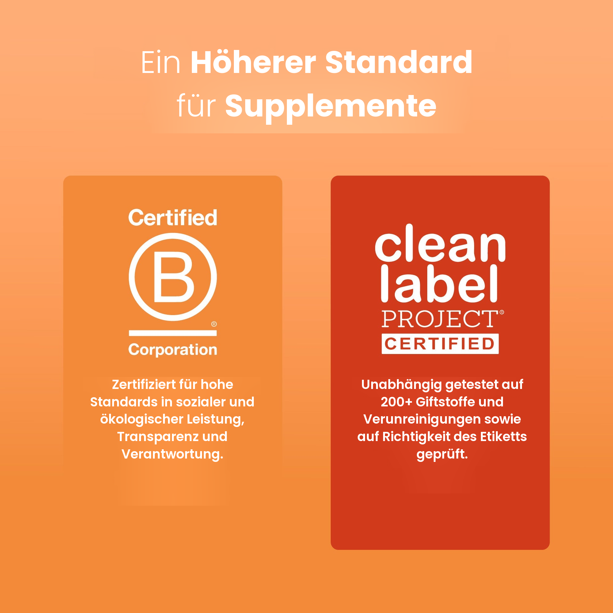 Certified B Corporation und Clean Label Project Certified, unabhängig getestet auf 200+ Giftstoffe und Verunreinigungen