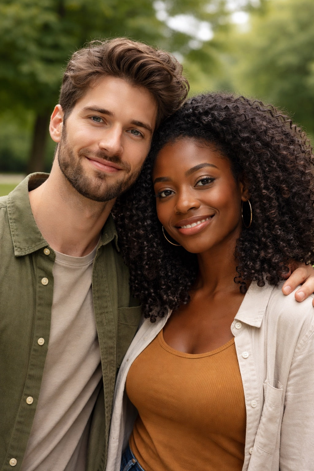 Smiling man and woman with full heads of hair after nine months of minoxidil