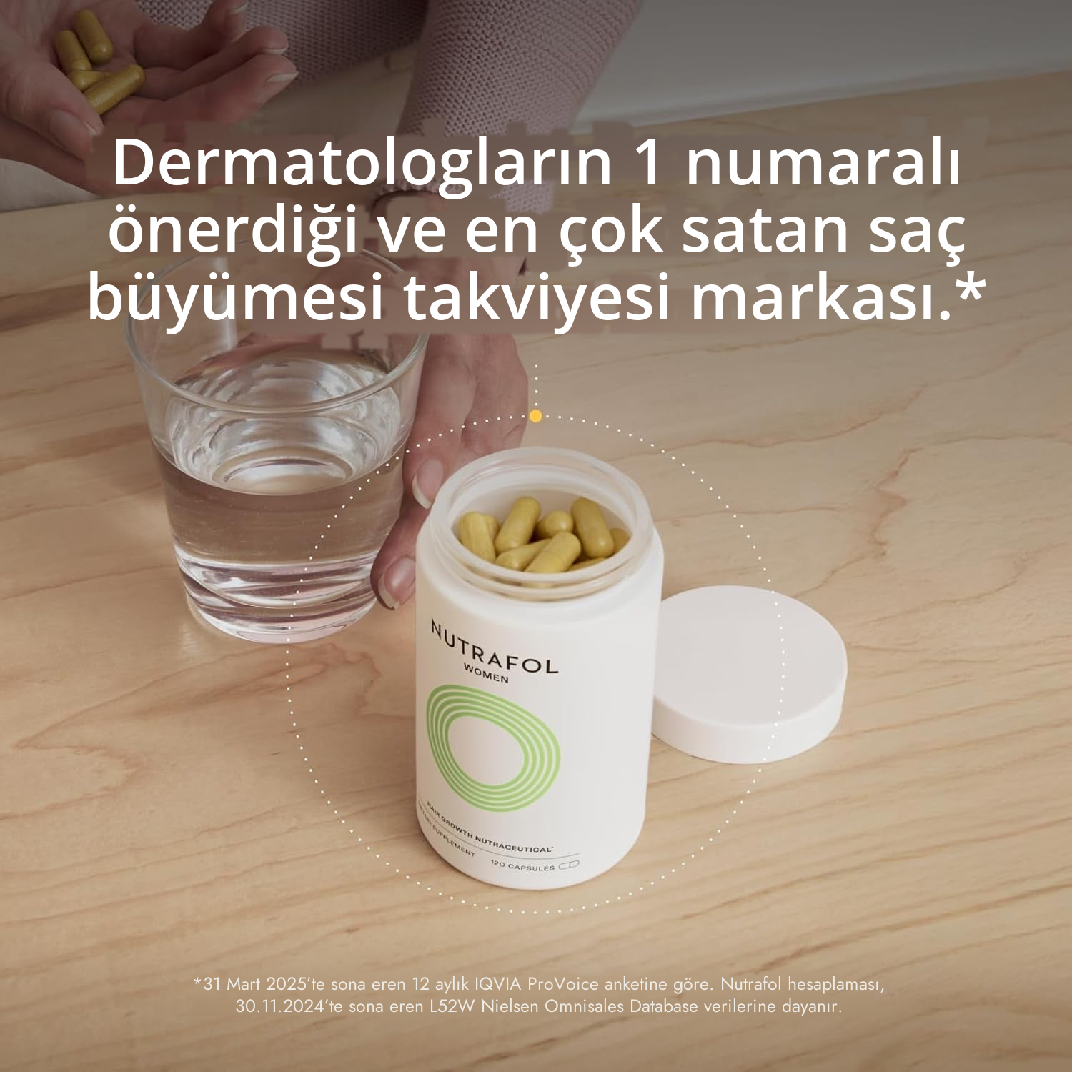 Nutrafol for Women 18-44 paketi arkadan görünüm