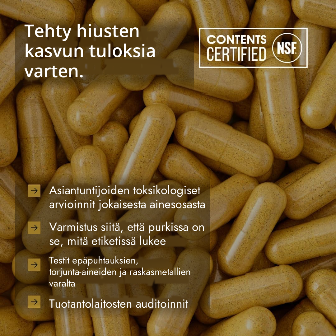 Nutrafol for Women 18-44 -pakkaus kädessä kokovertailua varten