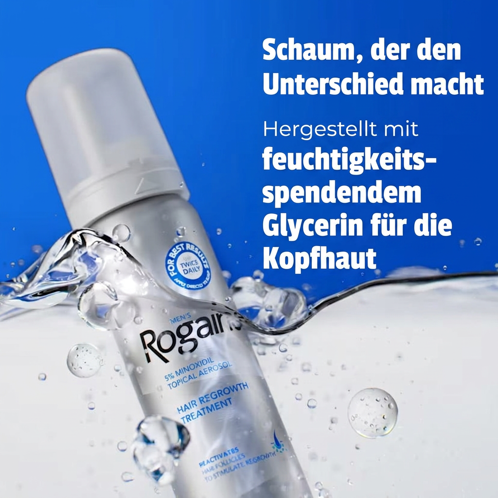 Rogaine Minoxidil Schaum 5% für Männer - Schaum mit Glycerin, das die Kopfhaut mit Feuchtigkeit versorgt