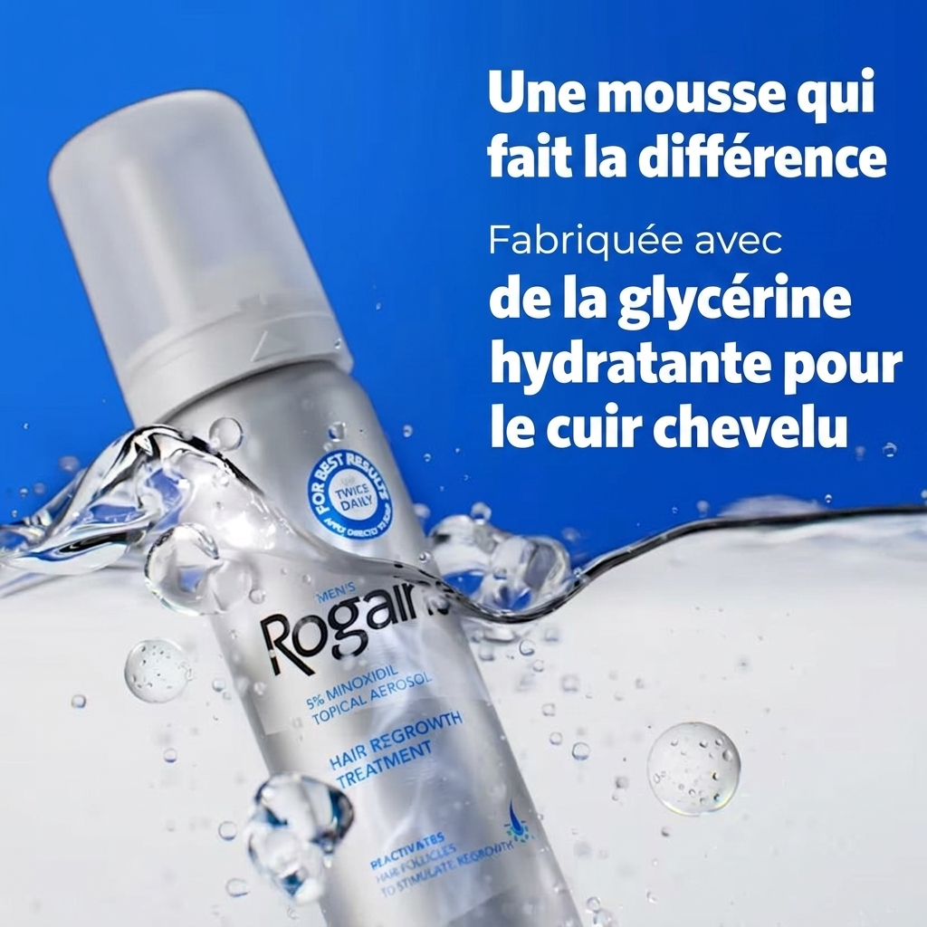 Rogaine Mousse Minoxidil 5% pour Hommes - mousse à la glycérine qui hydrate le cuir chevelu