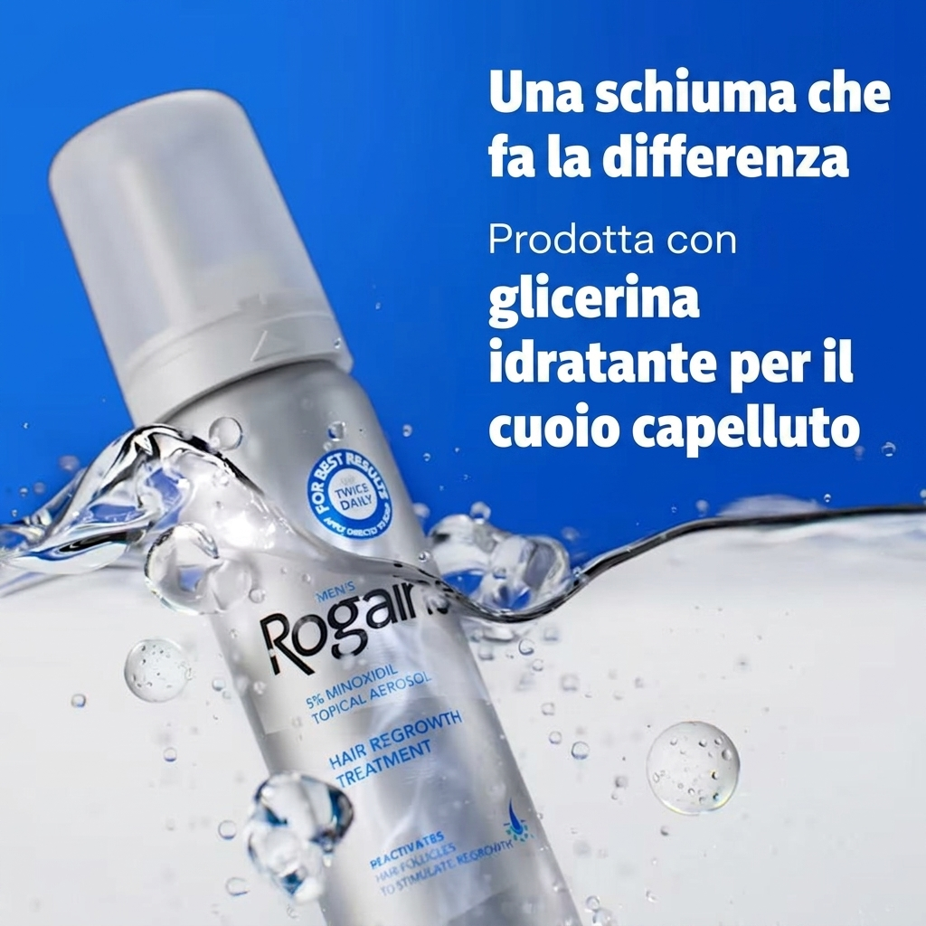 Rogaine Schiuma Minoxidil 5% per Uomo - schiuma con glicerina che idrata il cuoio capelluto