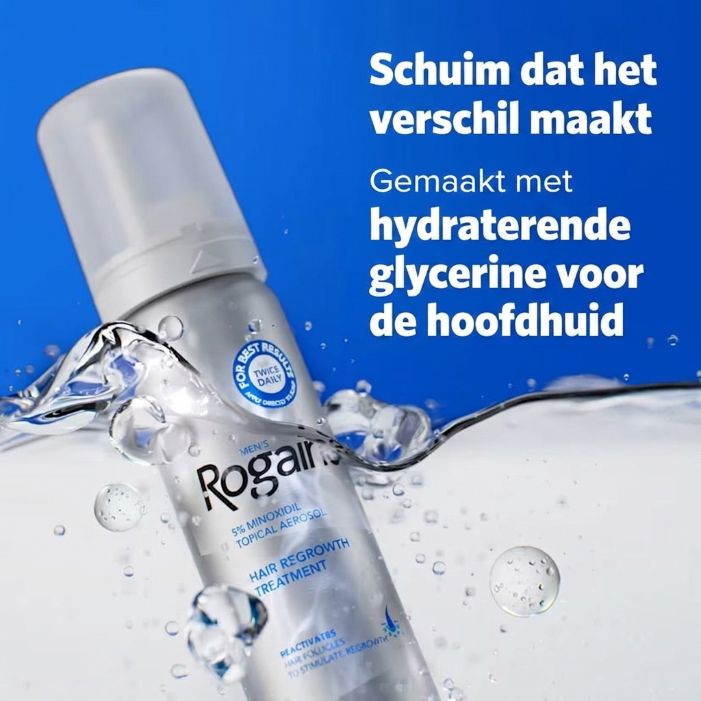 Rogaine Minoxidil Schuim 5% voor Mannen - schuim met glycerine die de hoofdhuid hydrateert