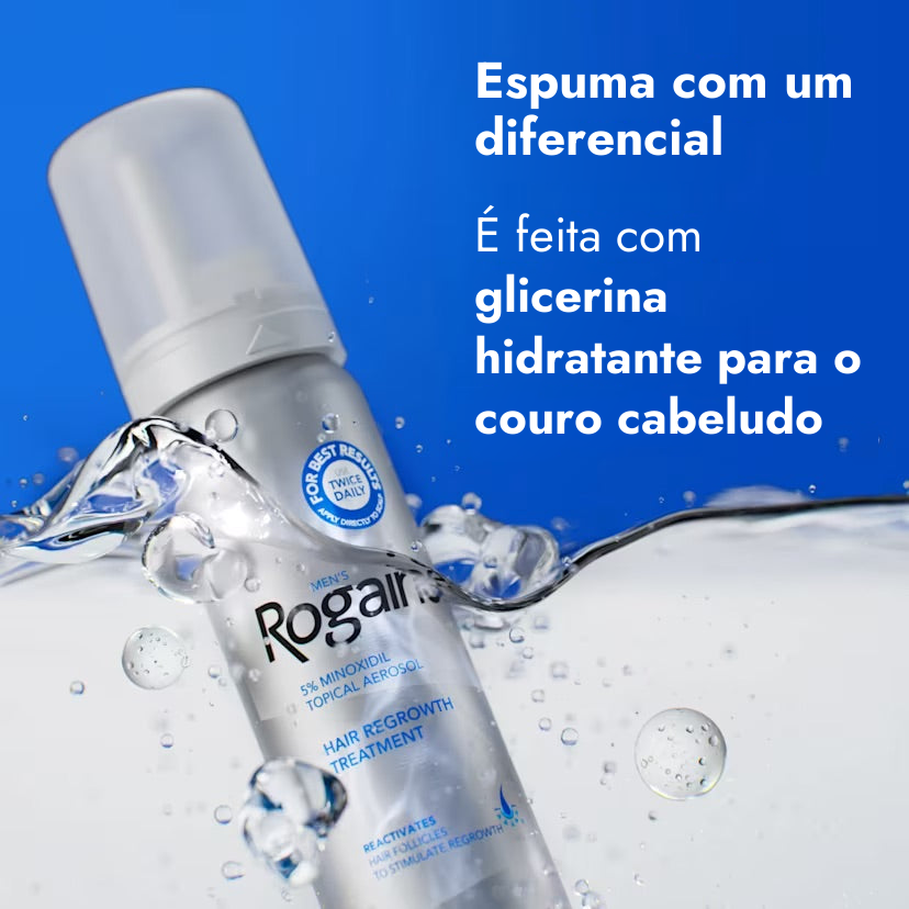 Espuma Rogaine Minoxidil 5% for Men - espuma com glicerina hidratante para o couro cabeludo