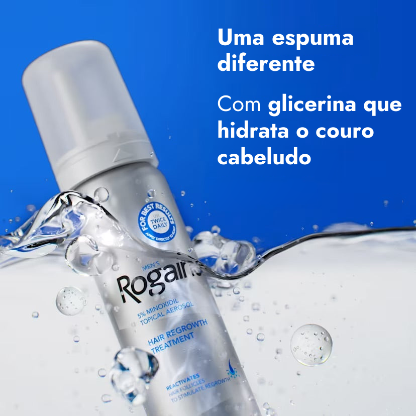Rogaine Minoxidil Foam 5% for Men - espuma com glicerina hidratante para o couro cabeludo
