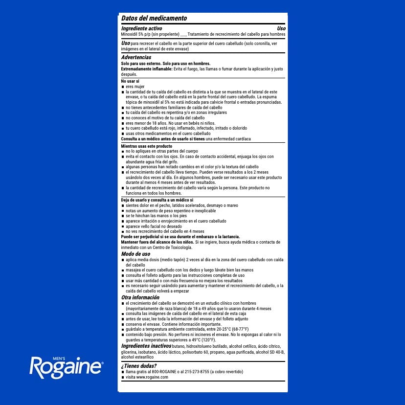 Rogaine Espuma de Minoxidil 5% para Hombres