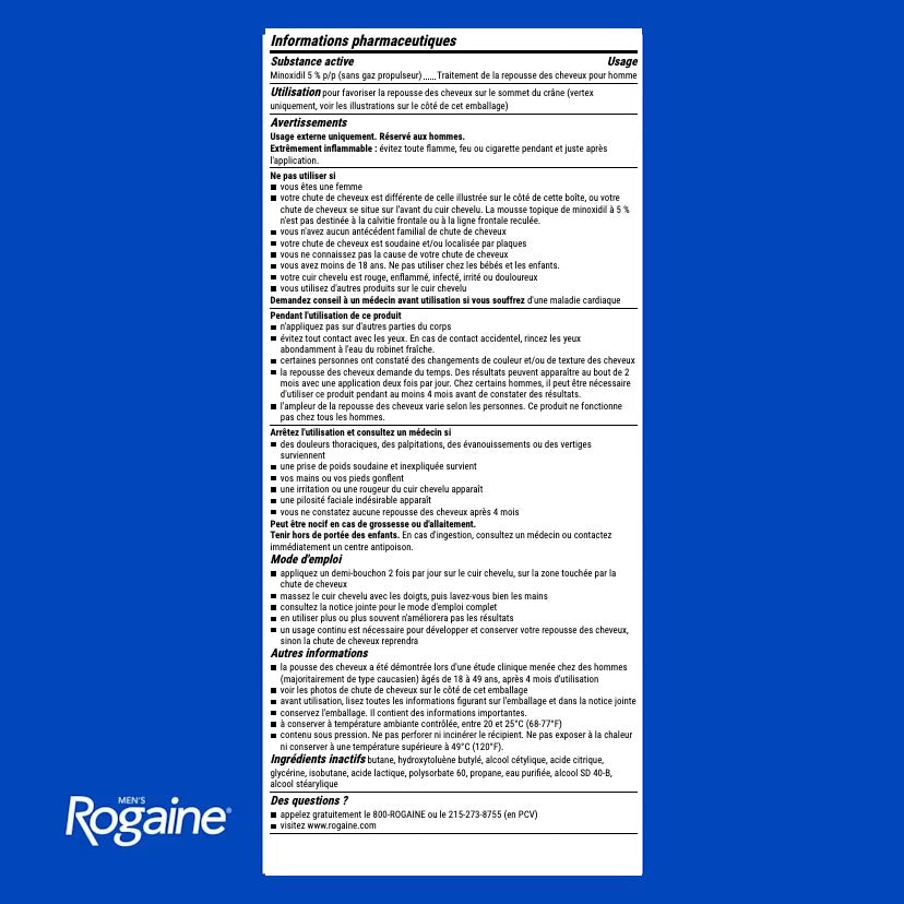 Rogaine Mousse Minoxidil 5% pour Hommes