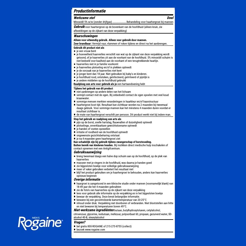 Rogaine Minoxidil Schuim 5% voor Mannen