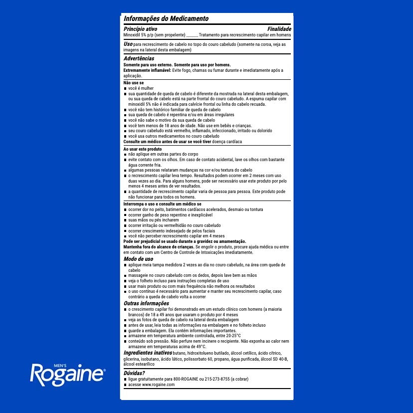 Espuma de Minoxidil 5% Rogaine para Homens