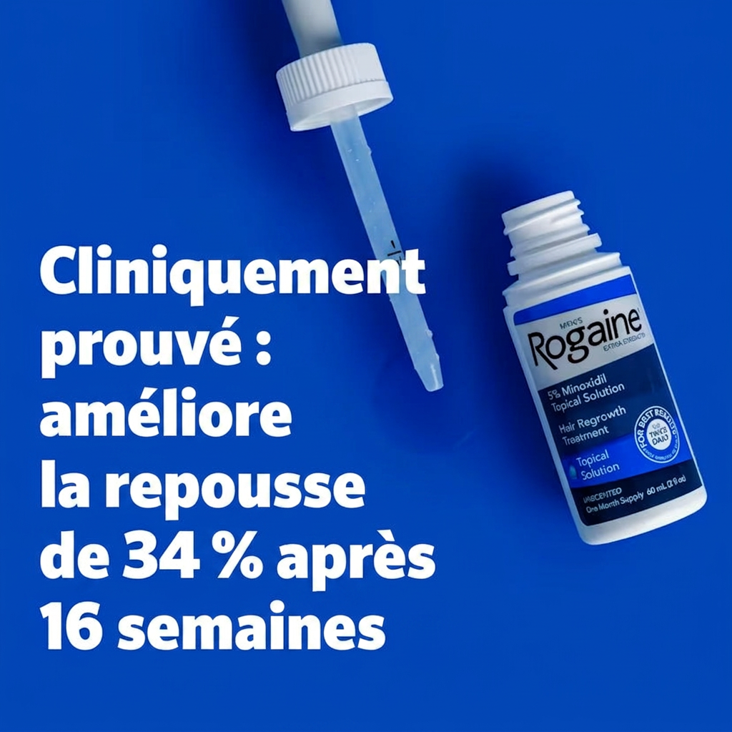 Rogaine Extra Strength Lotion Minoxidil 5% pour Hommes - repousse des cheveux démontré cliniquemente