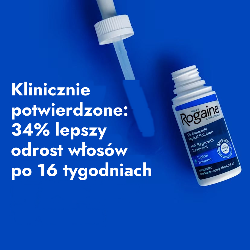 Rogaine Extra Strength Płyn z minoksydylem 5% dla mężczyzn – klinicznie potwierdzony odrost włosów