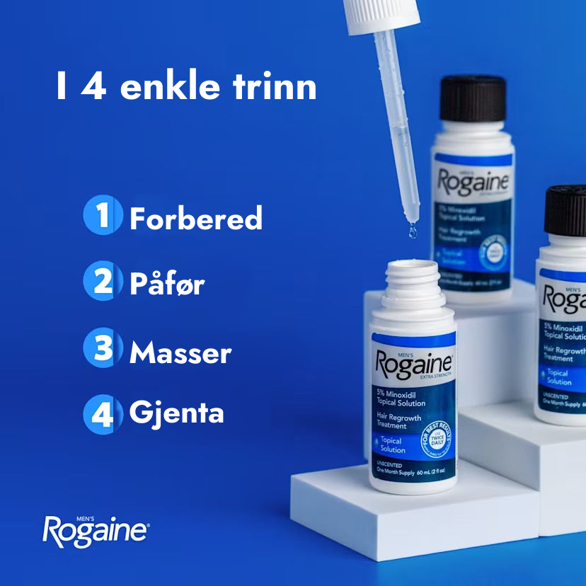 Rogaine Minoxidil liniment 5% for menn – påføres i 4 enkle trinn