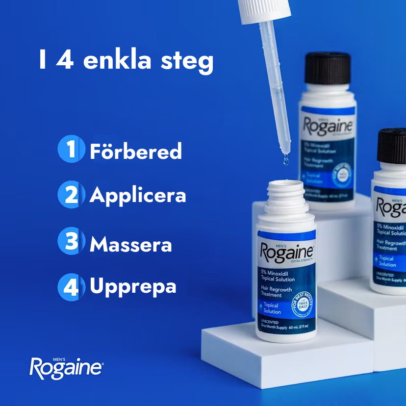 Rogaine Minoxidil Lotion 5% for Men - applicera i 4 enkla steg
