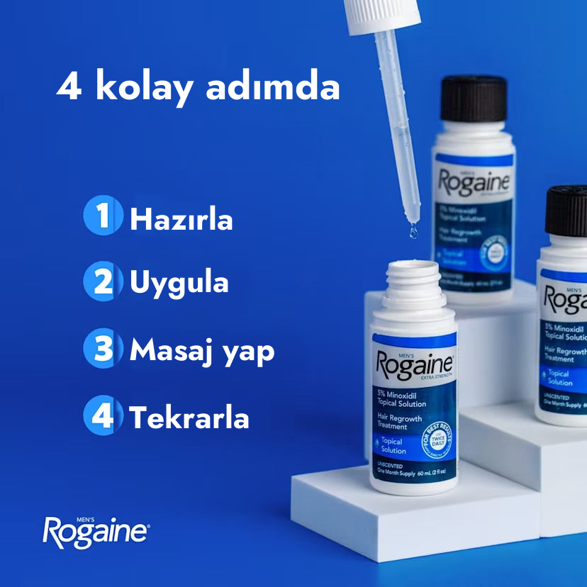 Rogaine Minoxidil Lotion 5% for Men - 4 kolay adımda uygulama