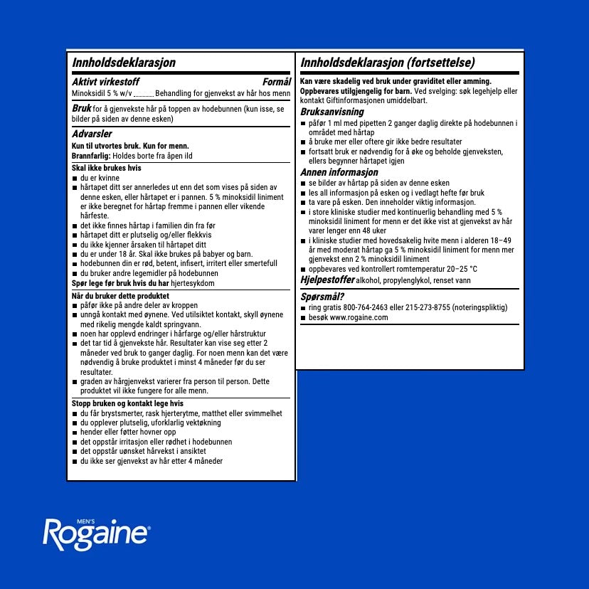Rogaine Minoxidil liniment 5% for menn
