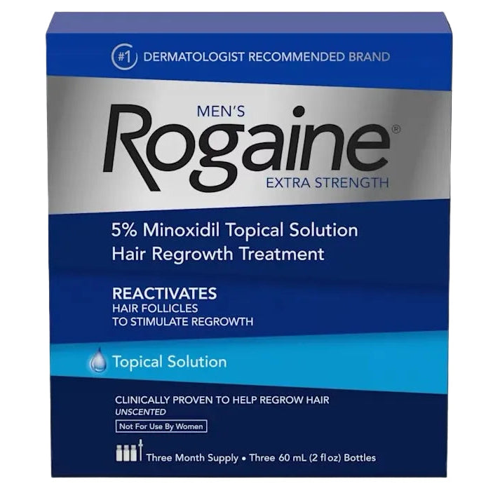 Rogaine Minoxidil Lotion 5% for Men - 3 Month Supply box