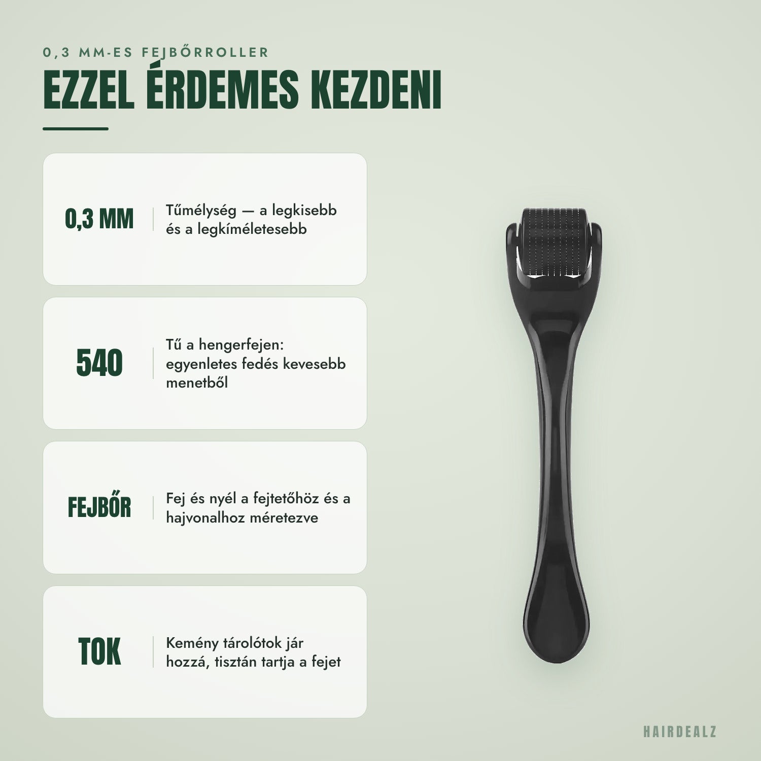 0,3 mm-es fejbőrroller — Ezzel kezdd