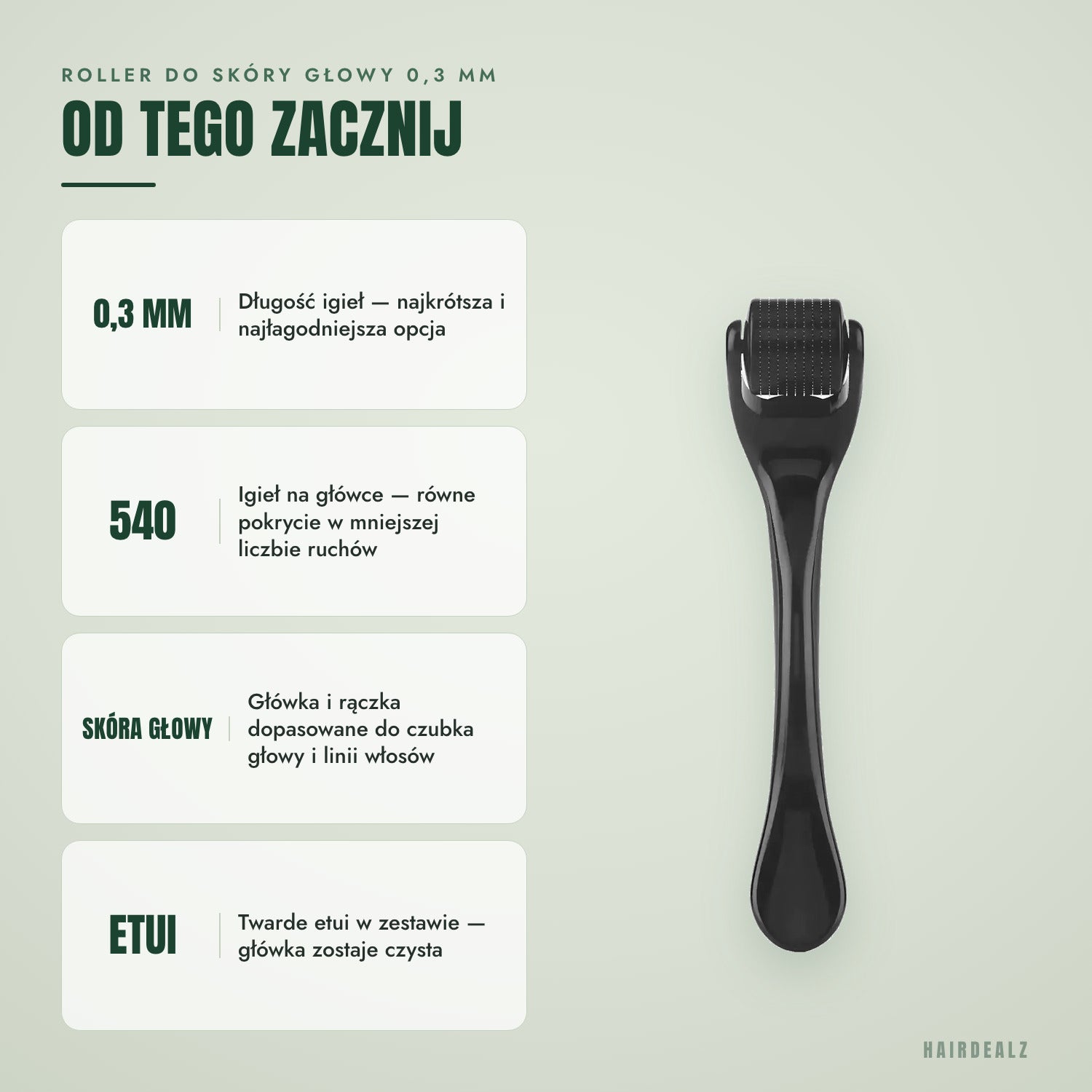 Roller do skóry głowy 0,3 mm — od tego zaczynasz