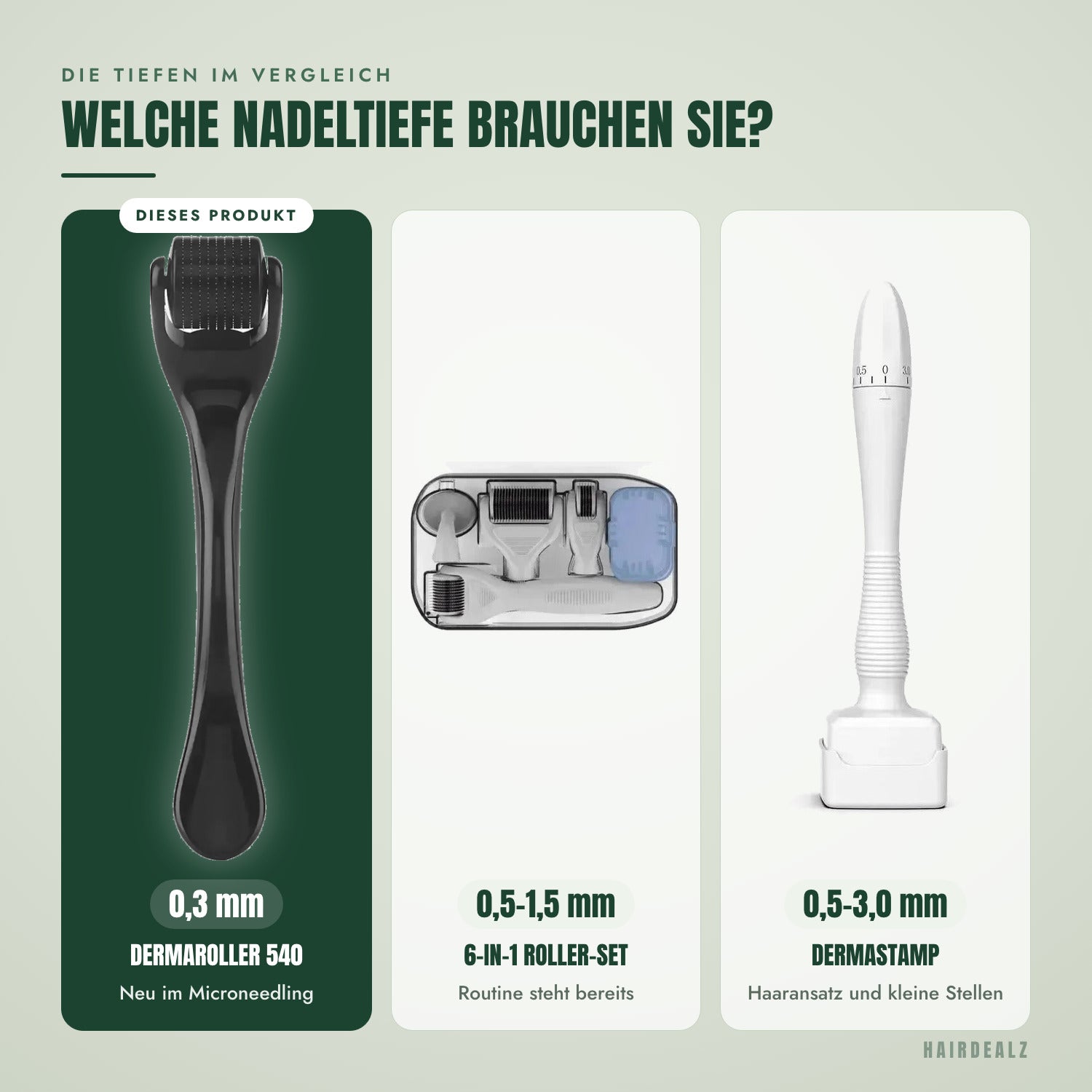 Die Tiefen im Vergleich — Welche Nadeltiefe brauchen Sie?