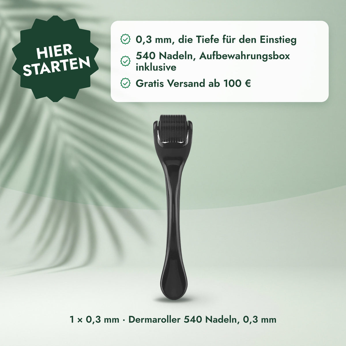 1 × 0,3 mm · Dermaroller 540 Nadeln, 0,3 mm: Hier starten
