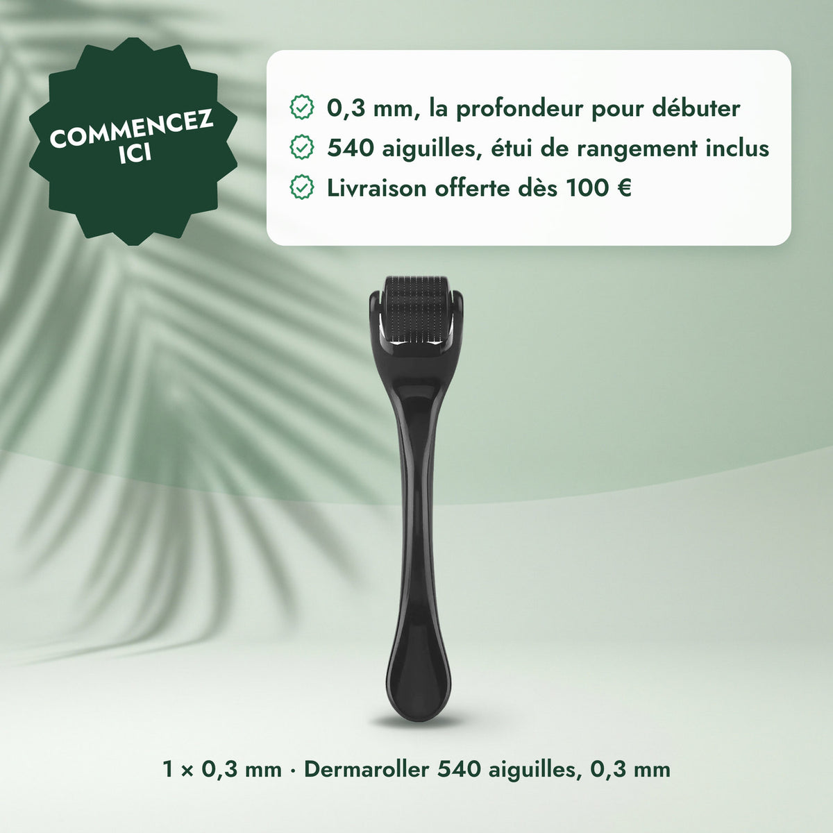 1 × 0,3 mm · Dermaroller 540 aiguilles, 0,3 mm: Commencez ici