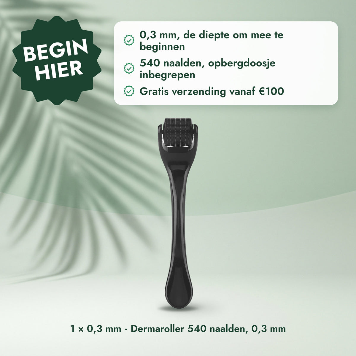 1 × 0,3 mm · Dermaroller 540 naalden, 0,3 mm: Begin hier
