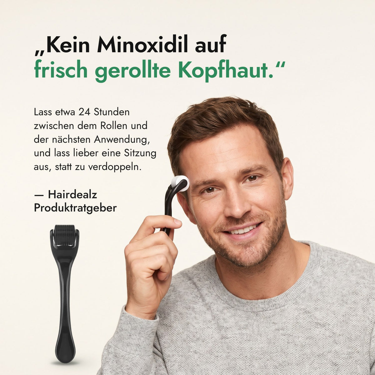 Kein Minoxidil auf frisch gerollte Kopfhaut. — Hairdealz Produktratgeber