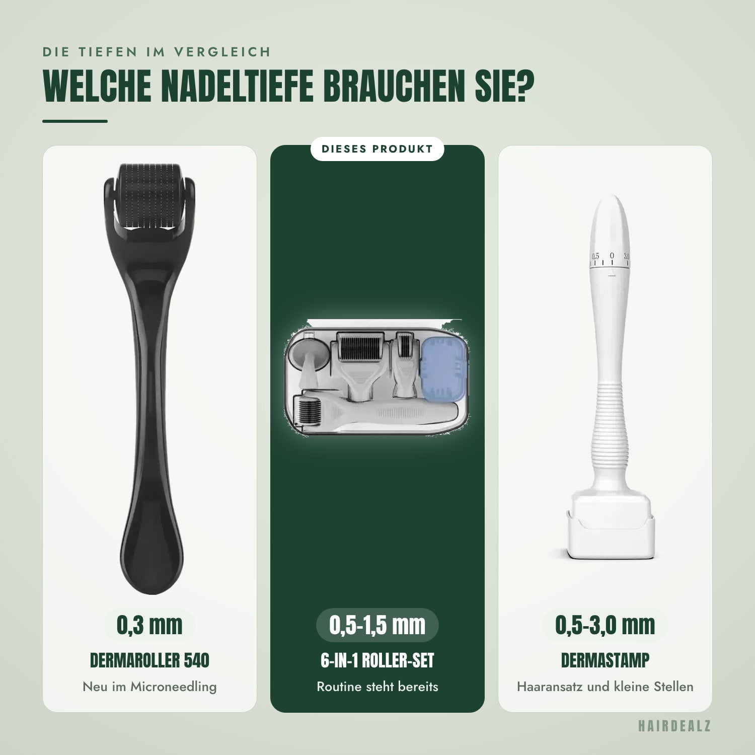 Die Tiefen im Vergleich — Welche Nadeltiefe brauchen Sie?