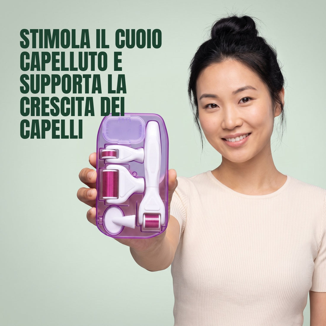 Kit Dermaroller 6 in 1 Nero/Rosa – da 0,5 mm a 1,5 mm
