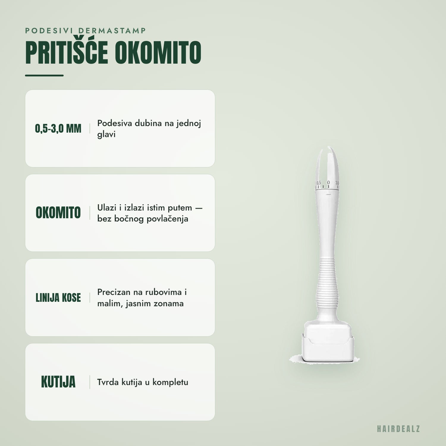 Podesivi dermastamp — Pritišće ravno prema dolje